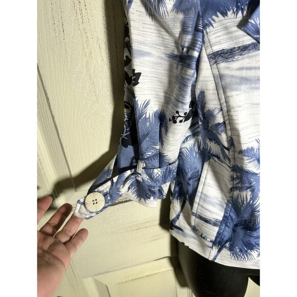 Vintage Andre Oliver Women’s Blue Palm Trees Jacket With Shoulder Pads Sz 6 - Picture 4 of 13